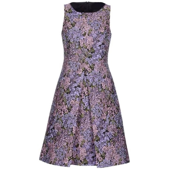 Michael Kors Collection Preppy Evening Elegant Lilac Floral Dress Sz 14 Designer - Picture 2 of 13